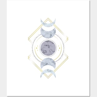 Marble Moon Phases Posters and Art